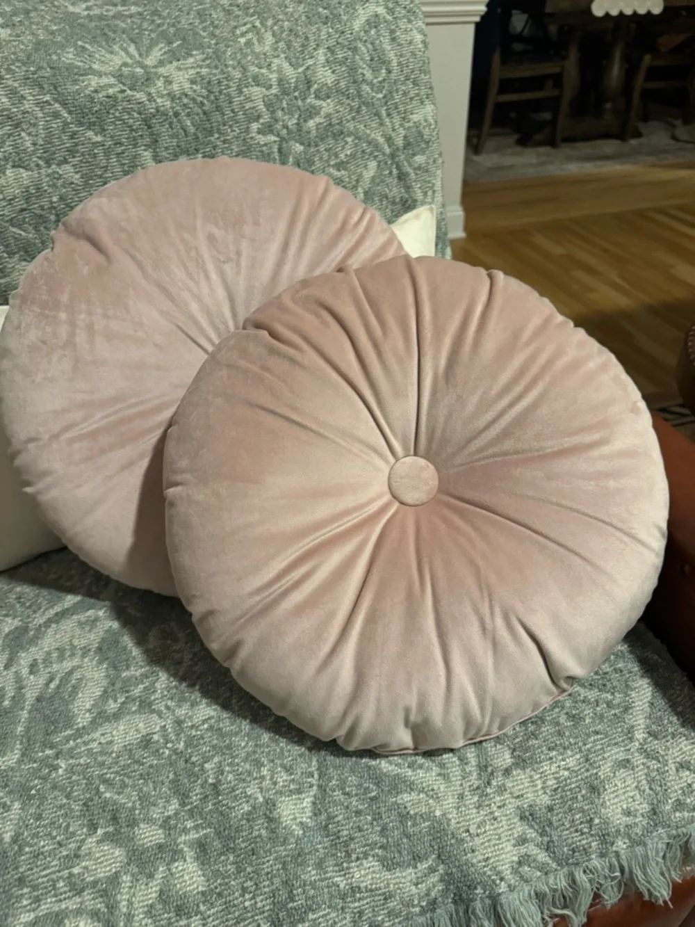 2/ KRANSBORRE Light Pink Velvet Round Plush Accent Throw Pillow Cushion 16